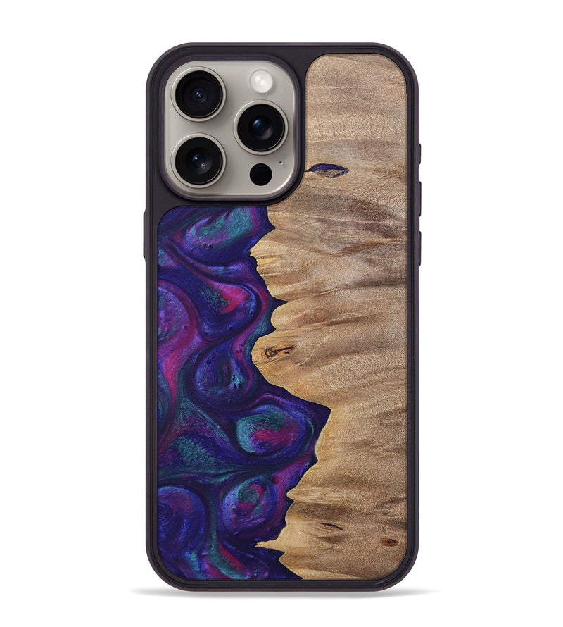 iPhone 15 Pro Max Wood+Resin Phone Case - Lucille (Purple, 700089)
