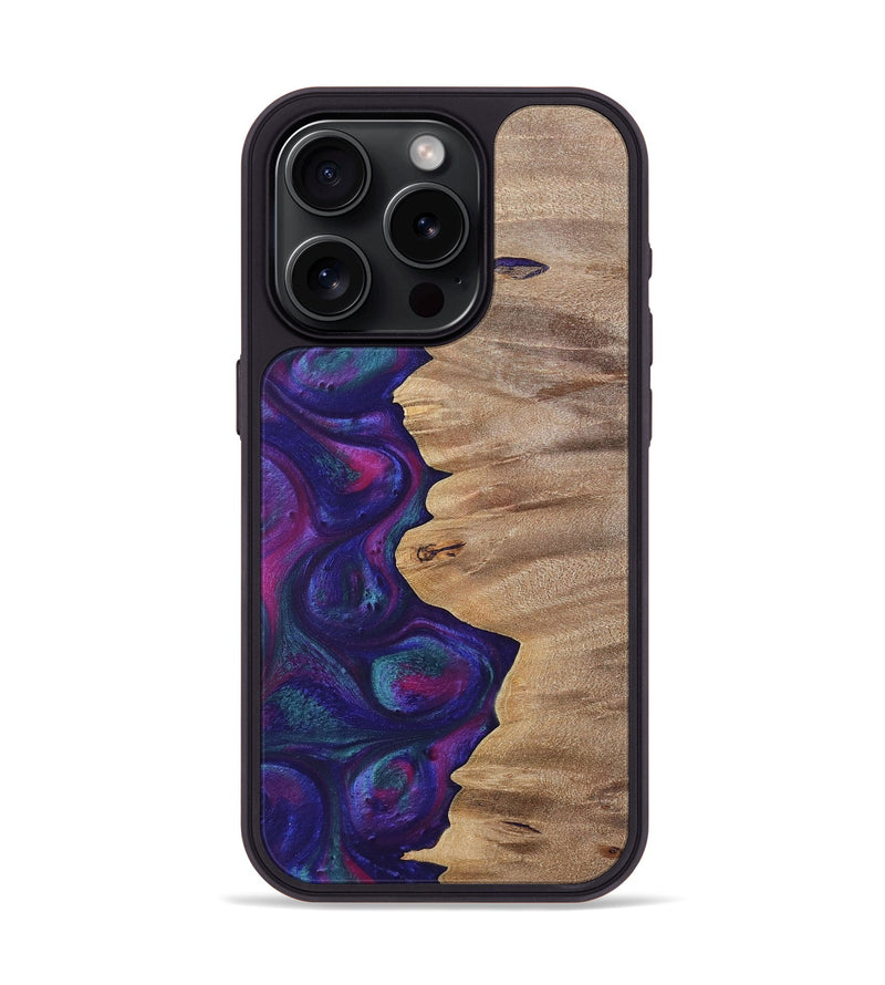 iPhone 15 Pro Wood+Resin Phone Case - Lucille (Purple, 700089)