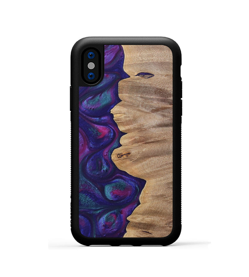 iPhone Xs Wood+Resin Phone Case - Lucille (Purple, 700089)
