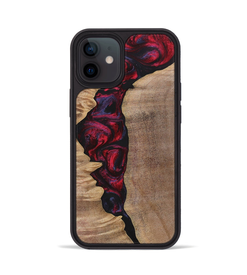 iPhone 12 Wood+Resin Phone Case - Craig (Red, 700103)