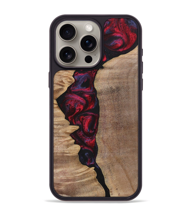 iPhone 15 Pro Max Wood+Resin Phone Case - Craig (Red, 700103)