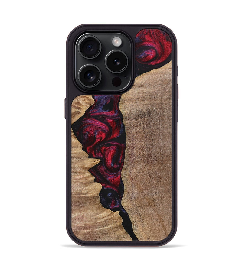 iPhone 15 Pro Wood+Resin Phone Case - Craig (Red, 700103)