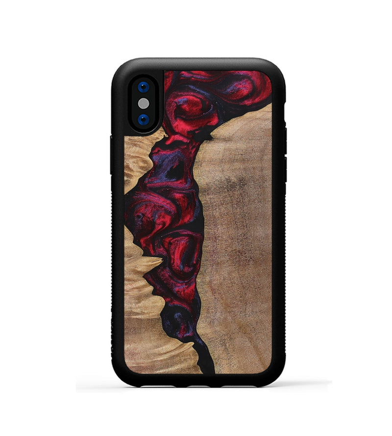 iPhone Xs Wood+Resin Phone Case - Craig (Red, 700103)