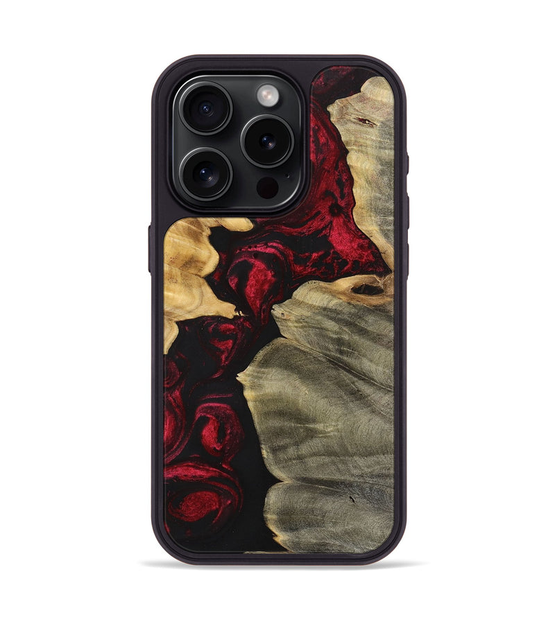 iPhone 15 Pro Wood+Resin Phone Case - Brianne (Red, 700106)