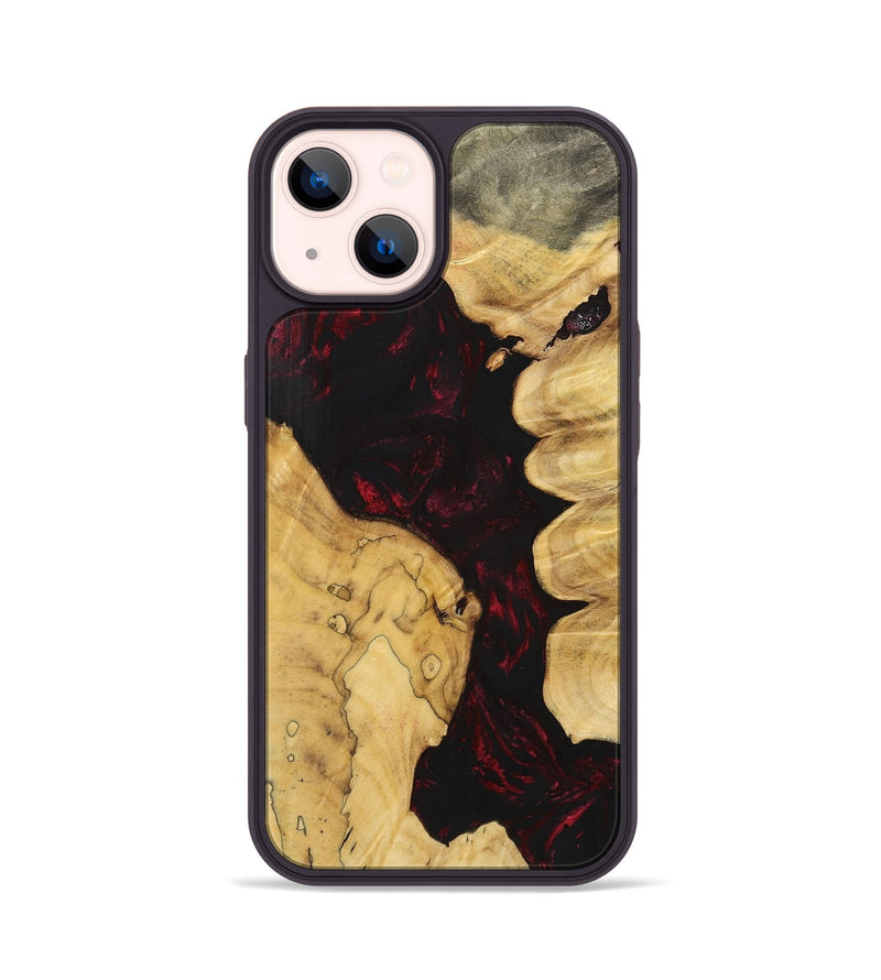 iPhone 14 Wood+Resin Phone Case - Seth (Red, 700107)