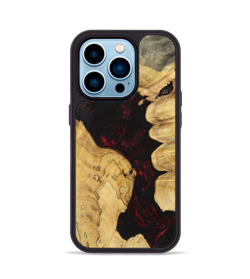 iPhone 14 Pro Wood+Resin Phone Case - Seth (Red, 700107)