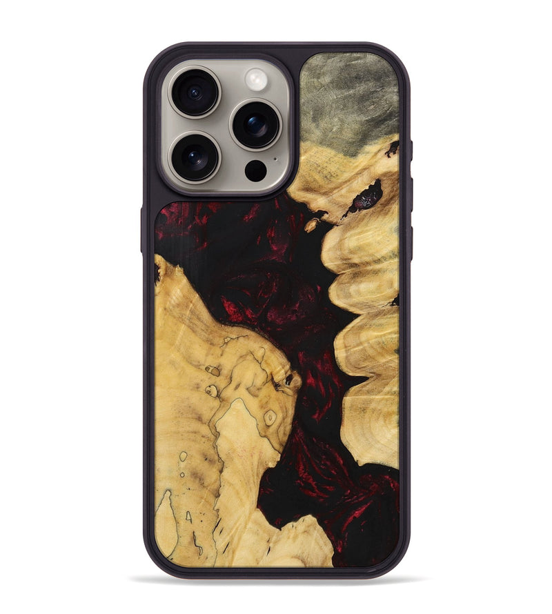 iPhone 15 Pro Max Wood+Resin Phone Case - Seth (Red, 700107)