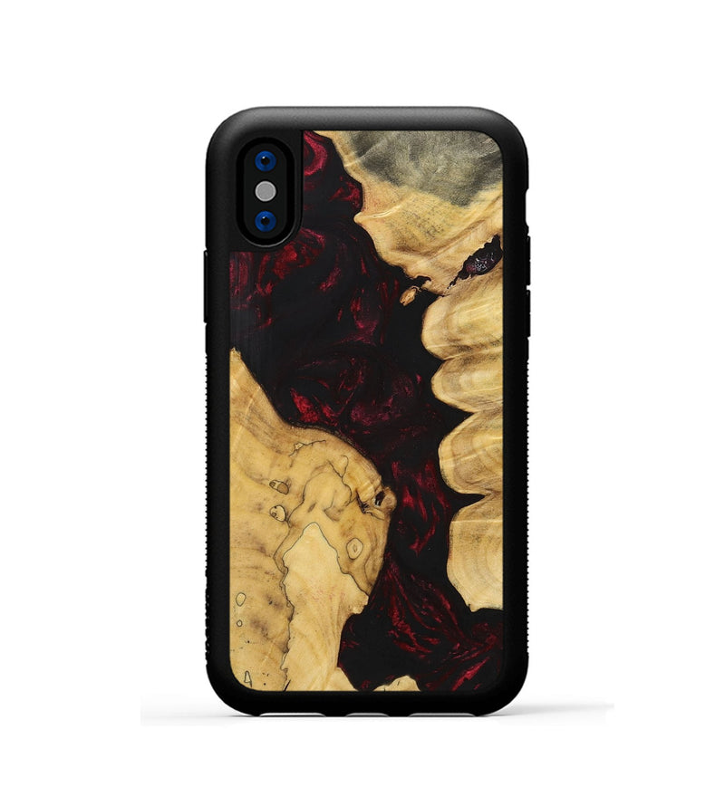 iPhone Xs Wood+Resin Phone Case - Seth (Red, 700107)