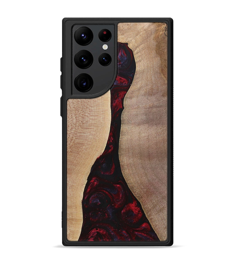 Galaxy S22 Ultra Wood+Resin Phone Case - Vera (Red, 700115)