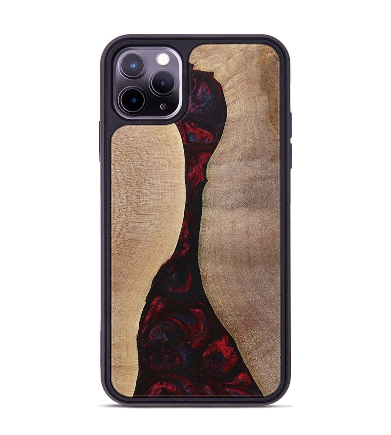 iPhone 11 Pro Max Wood+Resin Phone Case - Vera (Red, 700115)