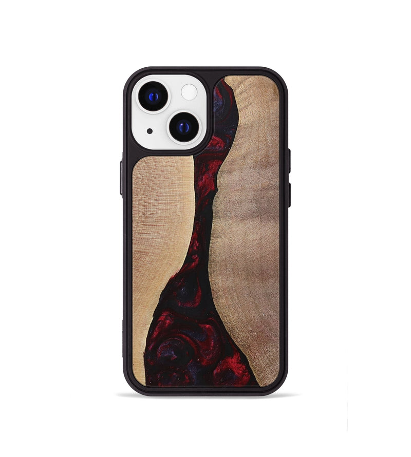 iPhone 13 mini Wood+Resin Phone Case - Vera (Red, 700115)