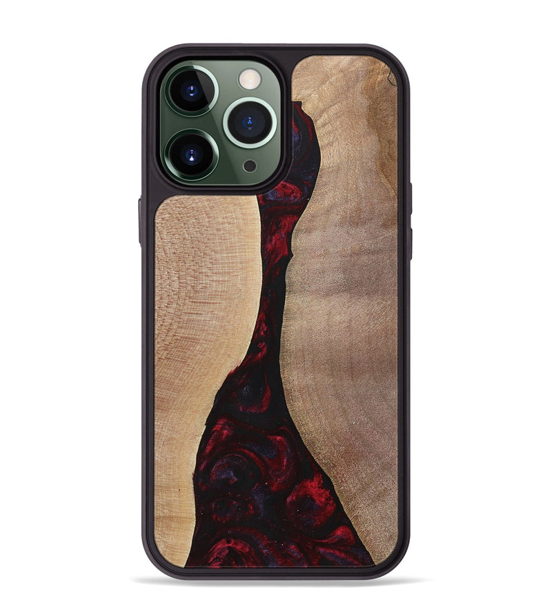iPhone 13 Pro Max Wood+Resin Phone Case - Vera (Red, 700115)