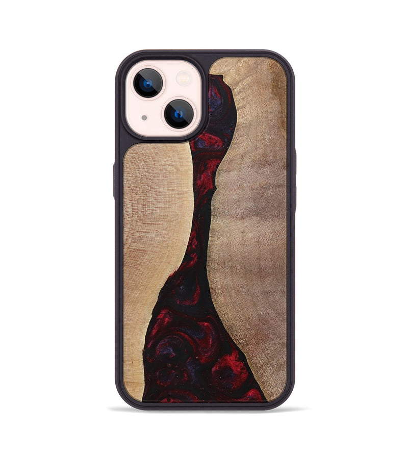 iPhone 14 Wood+Resin Phone Case - Vera (Red, 700115)