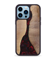 iPhone 14 Pro Max Wood+Resin Phone Case - Vera (Red, 700115)