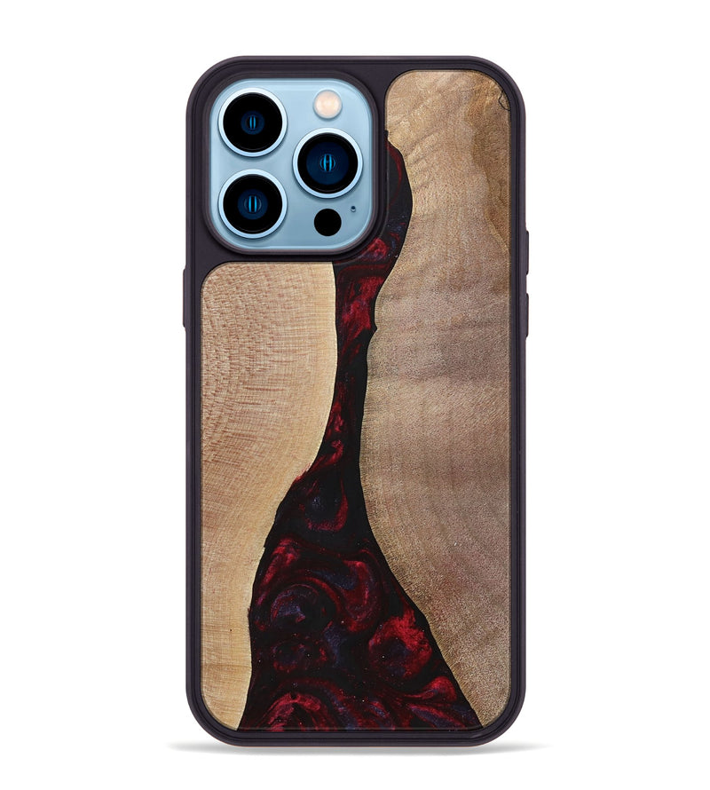 iPhone 14 Pro Max Wood+Resin Phone Case - Vera (Red, 700115)