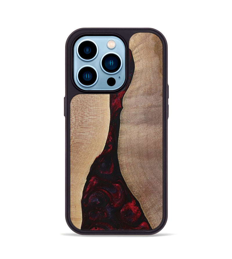 iPhone 14 Pro Wood+Resin Phone Case - Vera (Red, 700115)