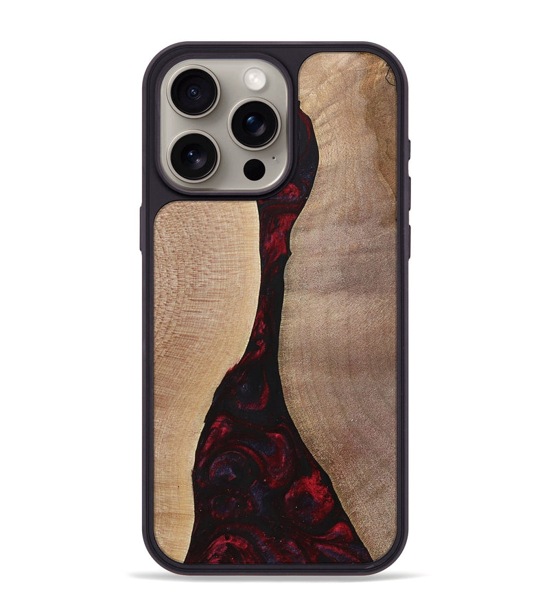iPhone 15 Pro Max Wood+Resin Phone Case - Vera (Red, 700115)