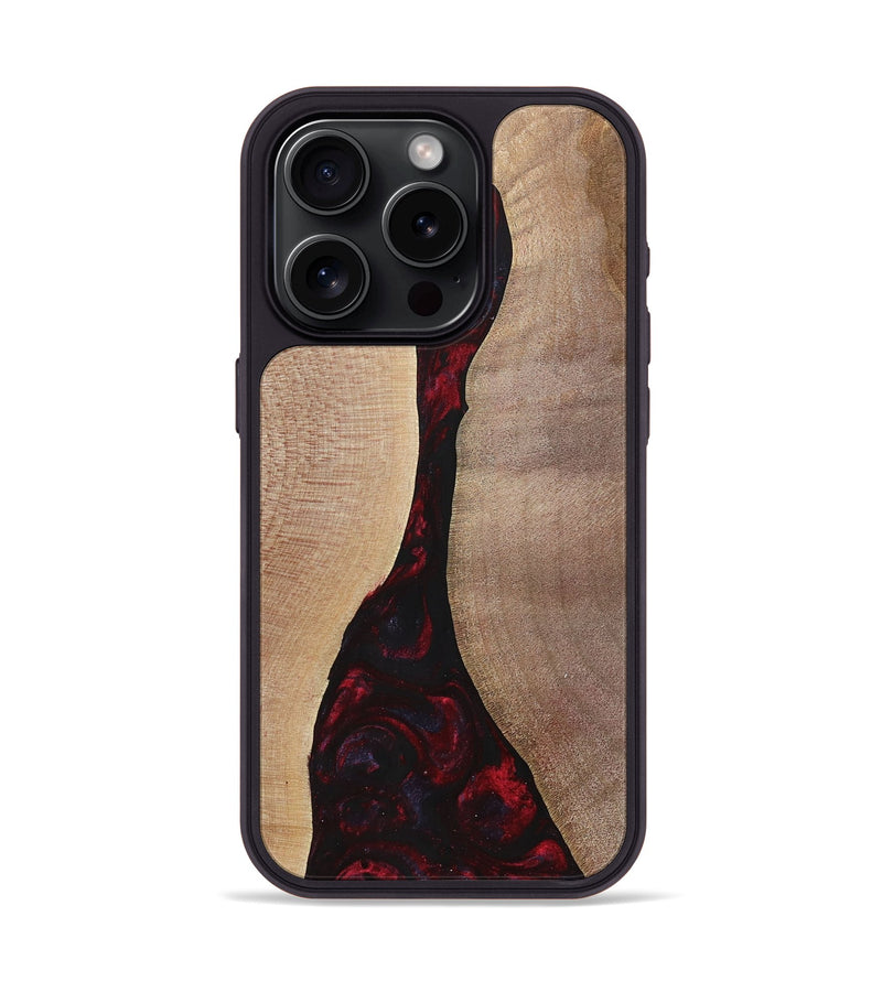 iPhone 15 Pro Wood+Resin Phone Case - Vera (Red, 700115)