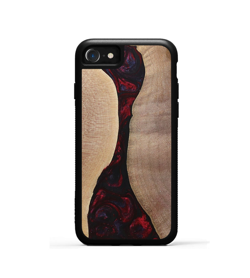 iPhone SE Wood+Resin Phone Case - Vera (Red, 700115)