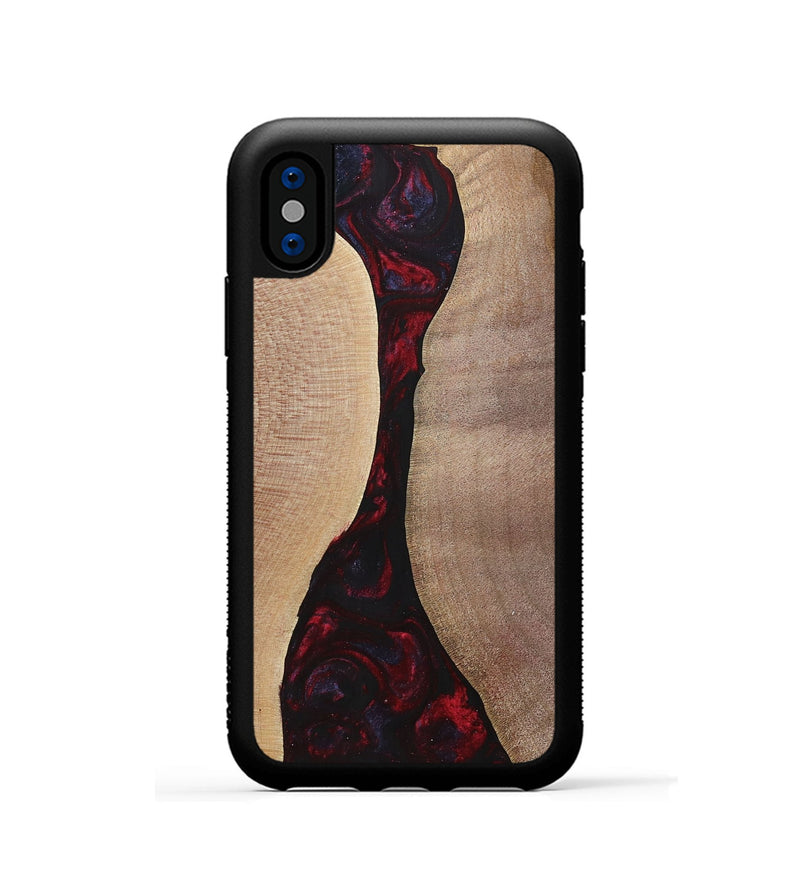 iPhone Xs Wood+Resin Phone Case - Vera (Red, 700115)