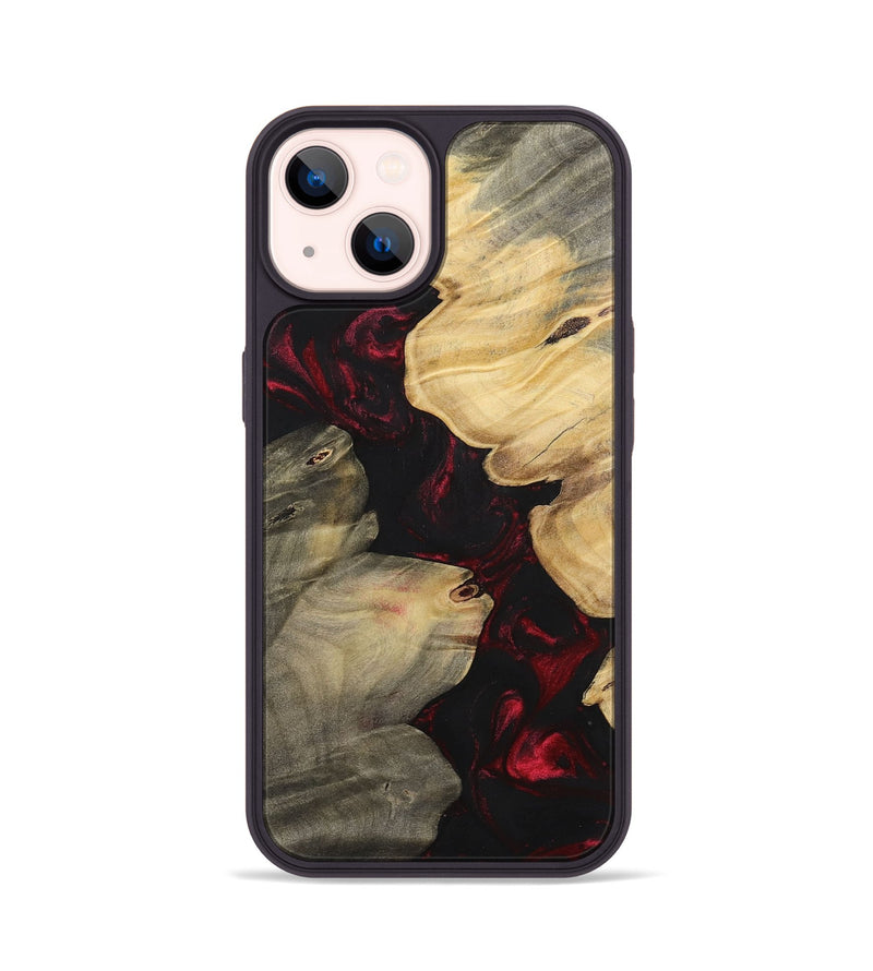 iPhone 14 Wood+Resin Phone Case - Heaven (Red, 700117)
