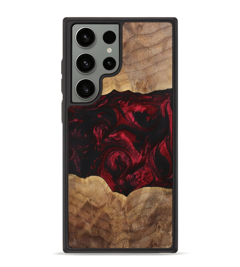 Galaxy S23 Ultra Wood+Resin Phone Case - Shelly (Red, 700123)