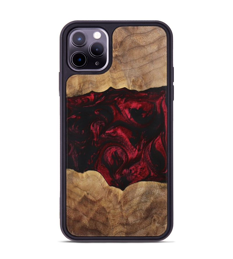 iPhone 11 Pro Max Wood+Resin Phone Case - Shelly (Red, 700123)