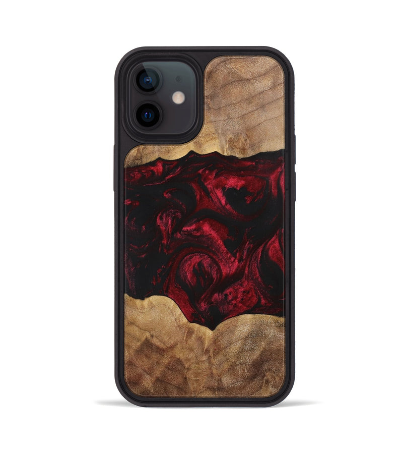 iPhone 12 Wood+Resin Phone Case - Shelly (Red, 700123)