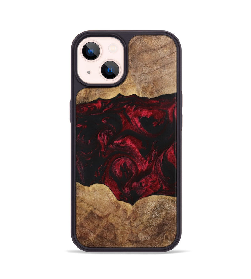 iPhone 14 Wood+Resin Phone Case - Shelly (Red, 700123)
