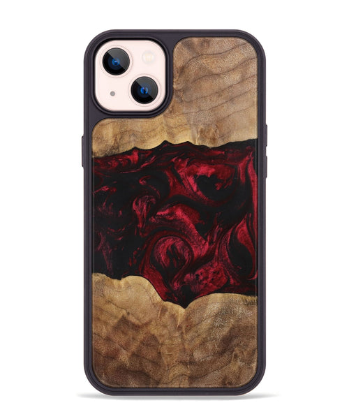 iPhone 14 Plus Wood+Resin Phone Case - Shelly (Red, 700123)