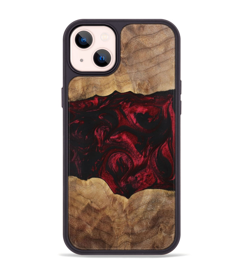 iPhone 14 Plus Wood+Resin Phone Case - Shelly (Red, 700123)
