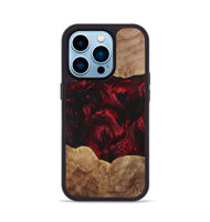 iPhone 14 Pro Wood+Resin Phone Case - Shelly (Red, 700123)