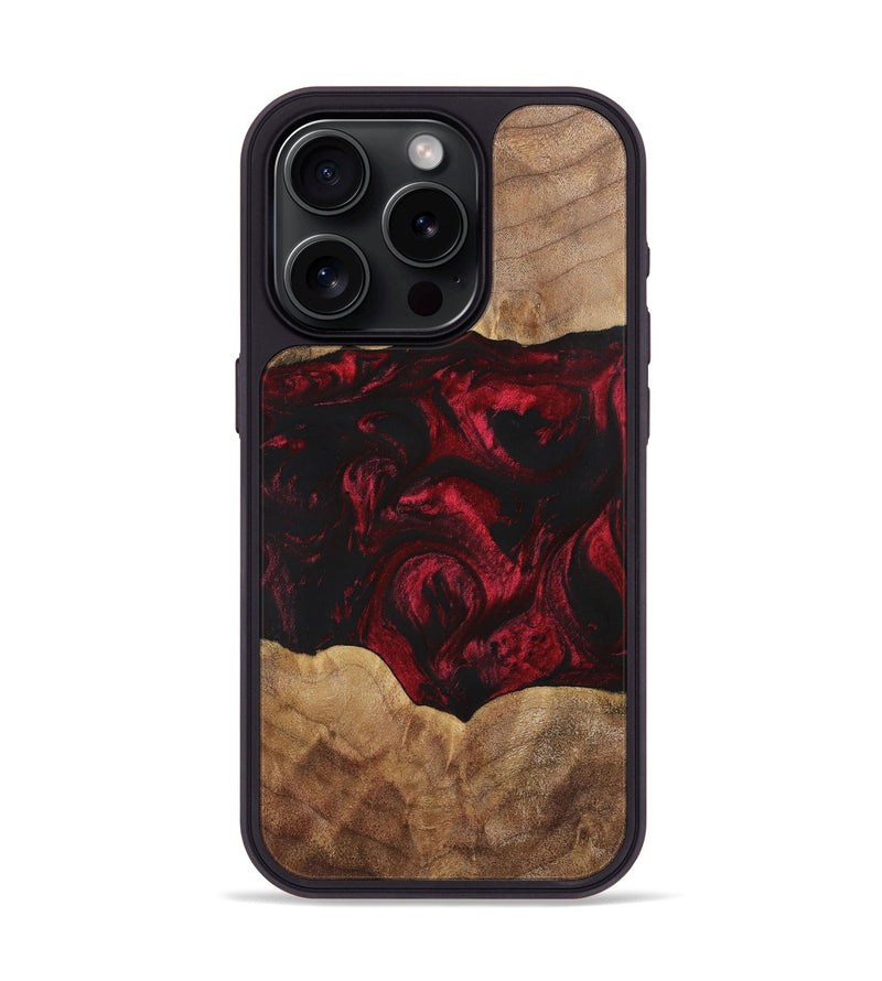 iPhone 15 Pro Wood+Resin Phone Case - Shelly (Red, 700123)