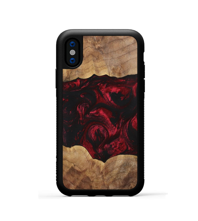 iPhone Xs Wood+Resin Phone Case - Shelly (Red, 700123)