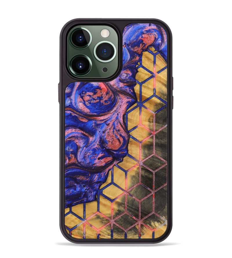 iPhone 13 Pro Max Wood+Resin Phone Case - Pam (Pattern, 700136)