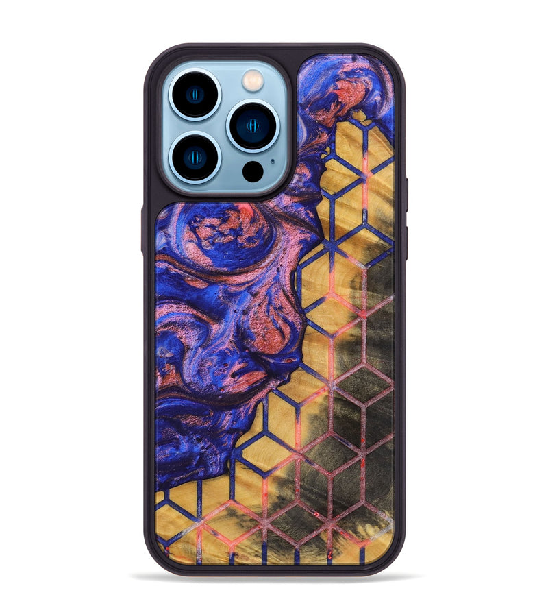 iPhone 14 Pro Max Wood+Resin Phone Case - Pam (Pattern, 700136)