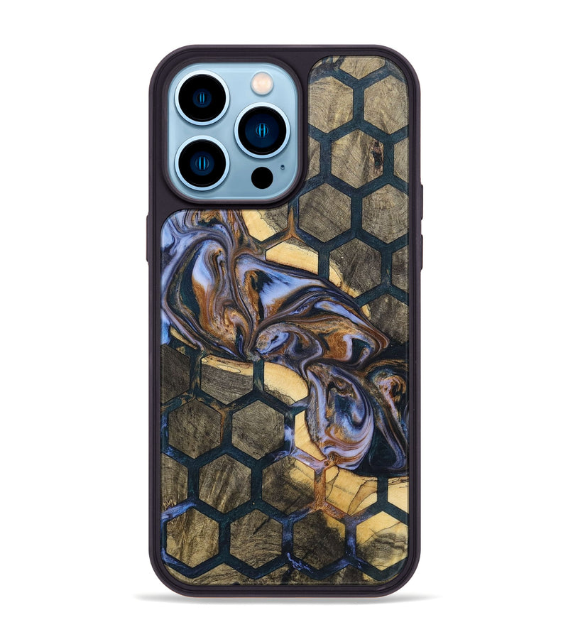 iPhone 14 Pro Max Wood+Resin Phone Case - Valeria (Pattern, 700144)