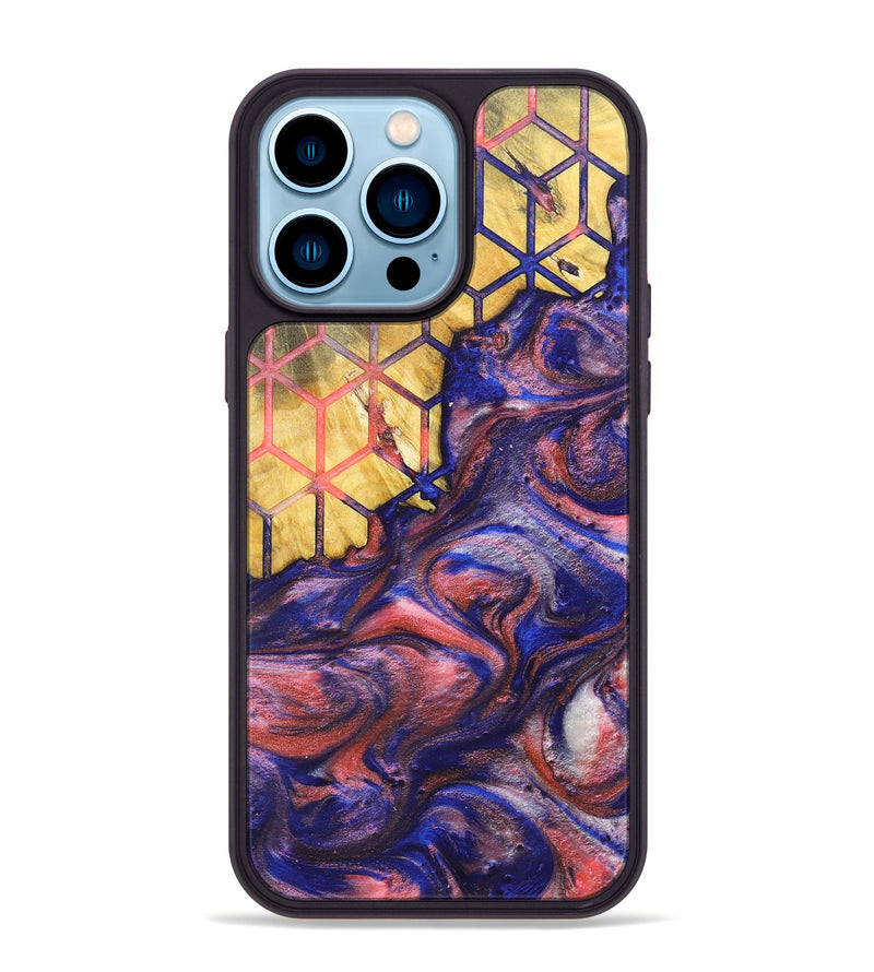 iPhone 14 Pro Max Wood+Resin Phone Case - Nathan (Pattern, 700145)