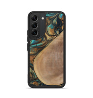 Galaxy S22 Wood+Resin Phone Case - Sara (Teal & Gold, 700180)
