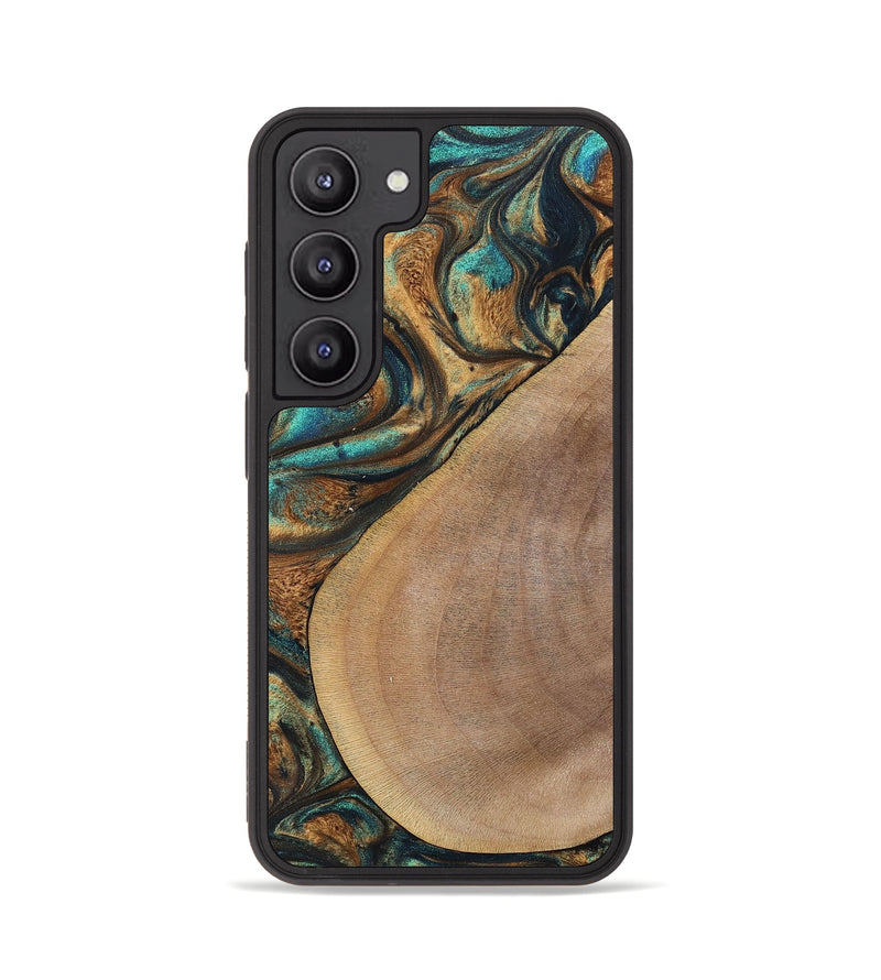 Galaxy S23 Wood+Resin Phone Case - Sara (Teal & Gold, 700180)