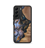 Galaxy S22 Wood+Resin Phone Case - Iva (Teal & Gold, 700181)