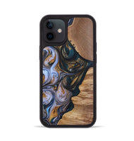 iPhone 12 Wood+Resin Phone Case - Iva (Teal & Gold, 700181)