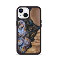 iPhone 13 Wood+Resin Phone Case - Iva (Teal & Gold, 700181)