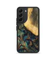 Galaxy S22 Wood+Resin Phone Case - Alejandra (Teal & Gold, 700182)