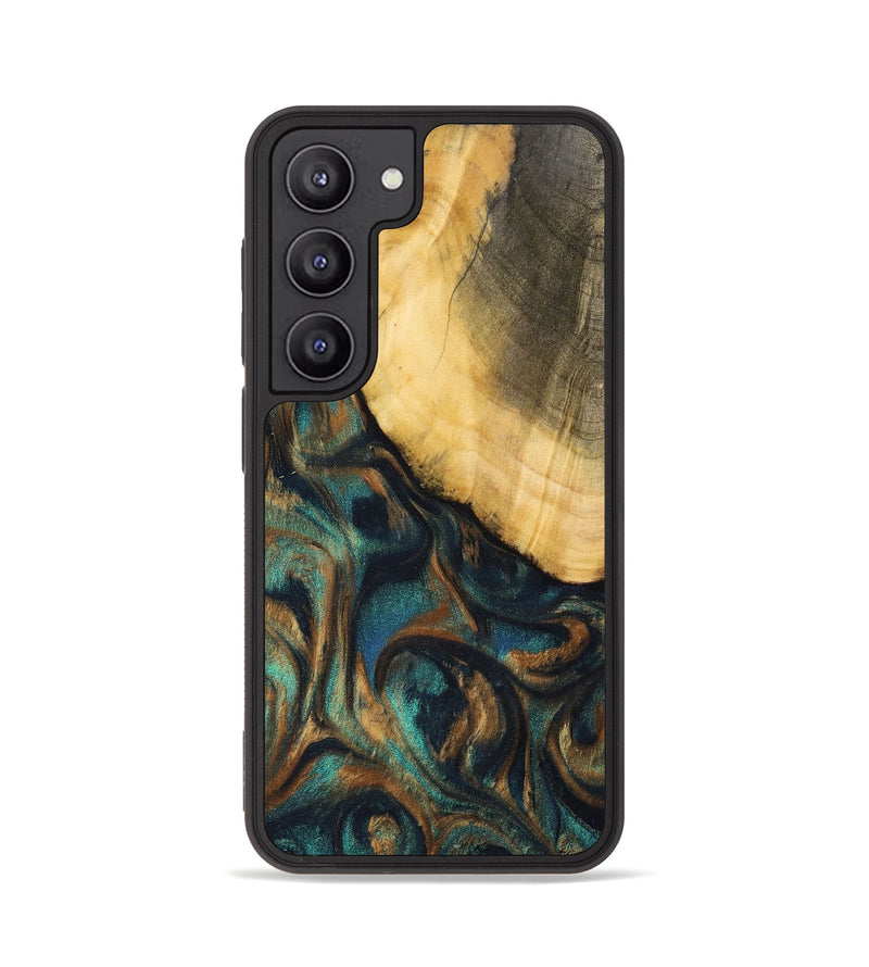 Galaxy S23 Wood+Resin Phone Case - Alejandra (Teal & Gold, 700182)