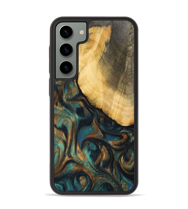 Galaxy S23 Plus Wood+Resin Phone Case - Alejandra (Teal & Gold, 700182)