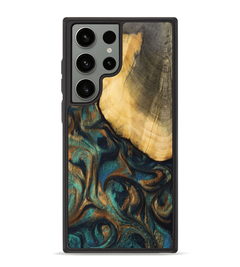 Galaxy S23 Ultra Wood+Resin Phone Case - Alejandra (Teal & Gold, 700182)