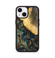 iPhone 13 Wood+Resin Phone Case - Alejandra (Teal & Gold, 700182)