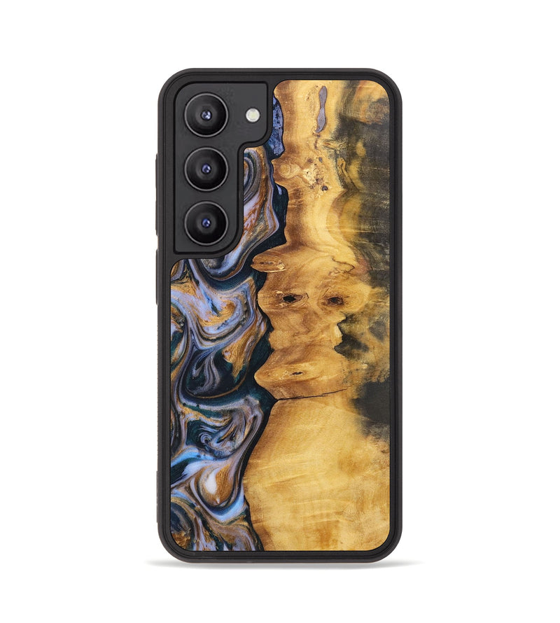 Galaxy S23 Wood+Resin Phone Case - Robert (Teal & Gold, 700183)