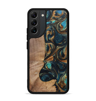 Galaxy S22 Plus Wood+Resin Phone Case - Kaylani (Teal & Gold, 700184)